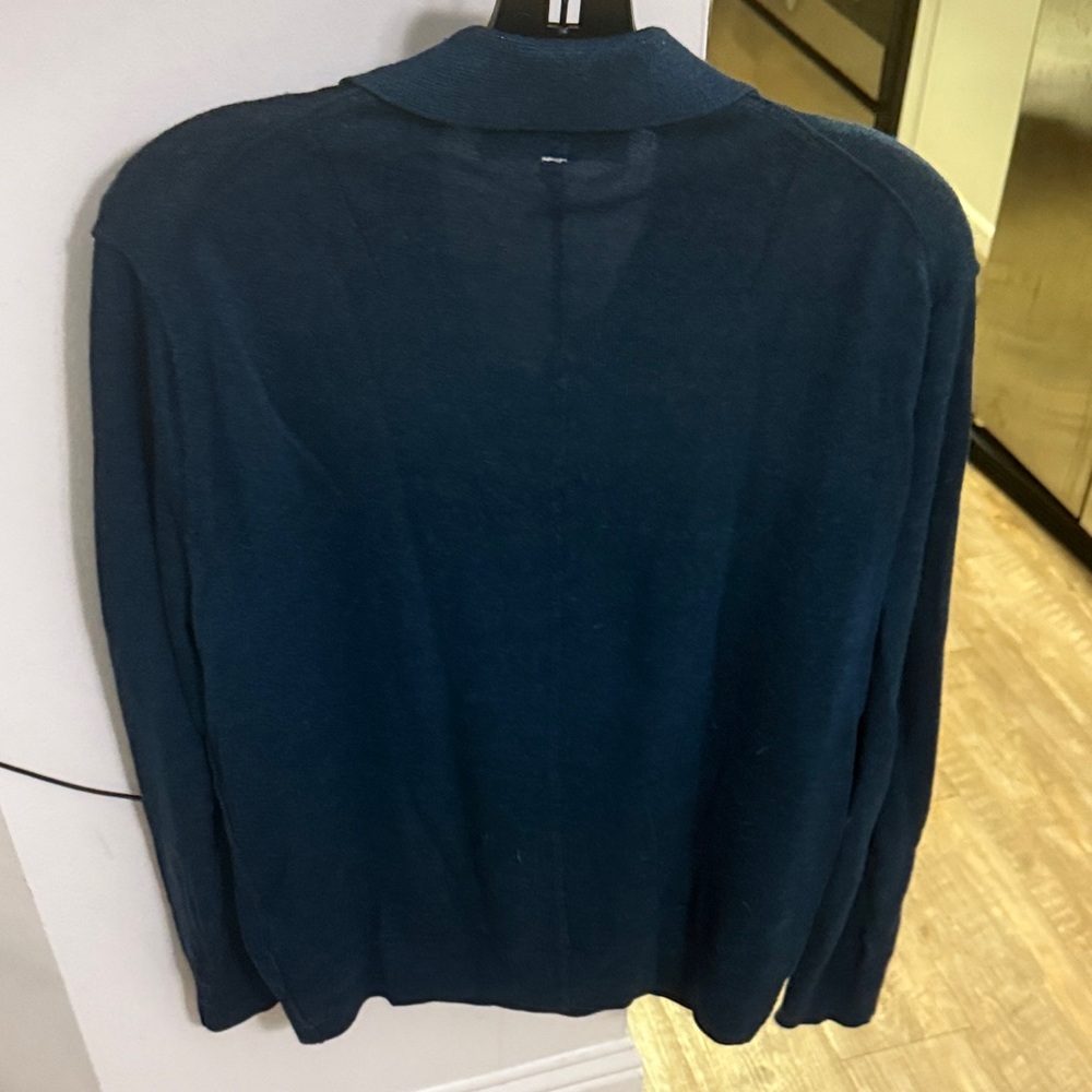 Rag & Bone Men's Teal long sleeve 37 xtra fine merino, 34 linen 29 c Polo Shirt - Picture 3 of 4